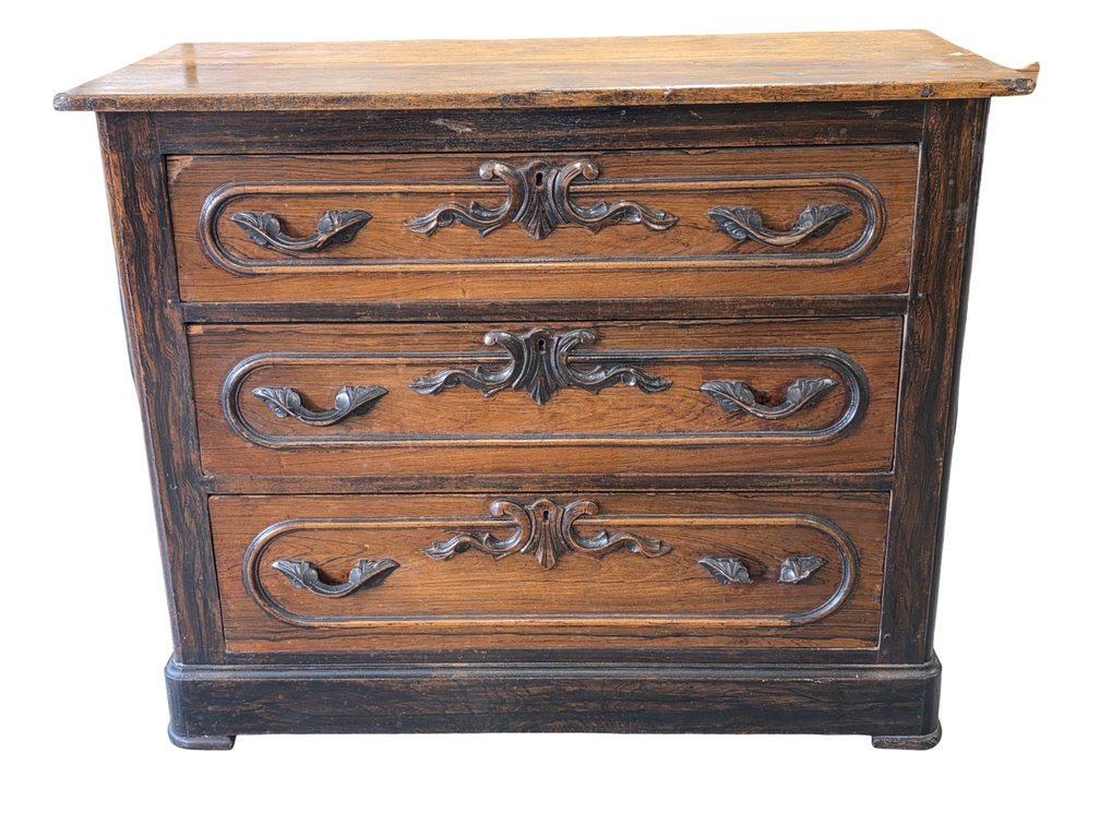 Antique 3-Drawer Wooden Chest - Measures 35" Tall x 42" Long x 19" Deep