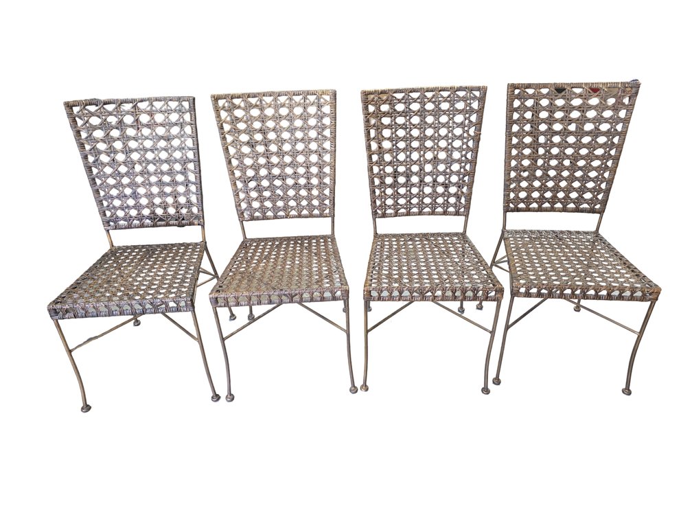 Woven Wicker-Style Metal Frame Chairs - 4 Included - Measures 37" Tall (Each)