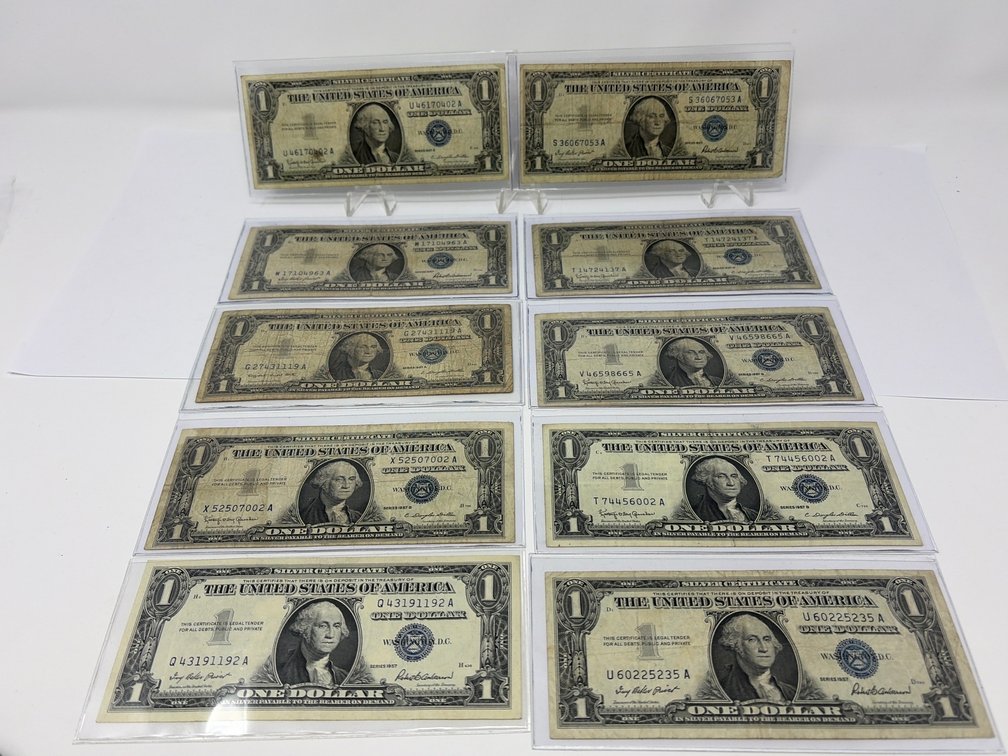 United States One Dollar Silver Certificates (10)
