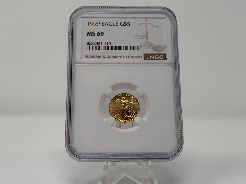 1999 American Gold Eagle 1/10 oz $5 Coin NGC MS 69