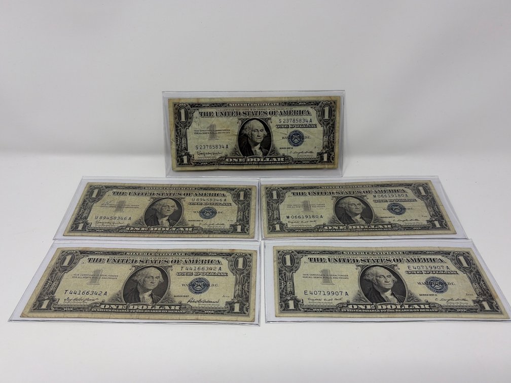 US One Dollar Silver Certificates (5)