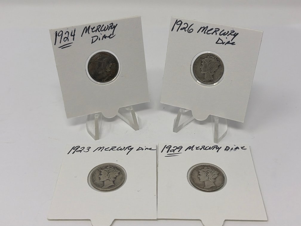 1920s United States Mercury Silver Dimes (4)