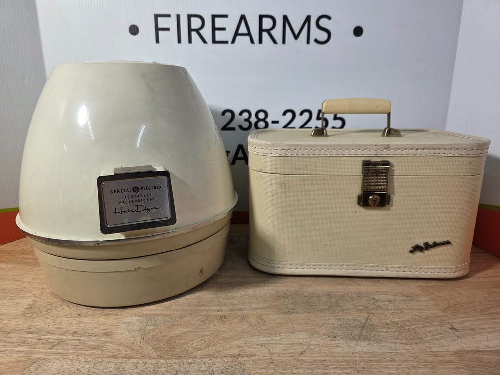 Vintage GE Hair Dryer & Lady Baltimore Train Case (locked-no key)