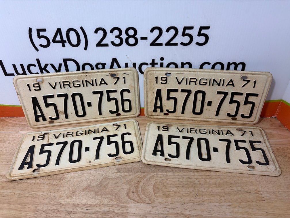 (4) 1971 Virginia License Plates