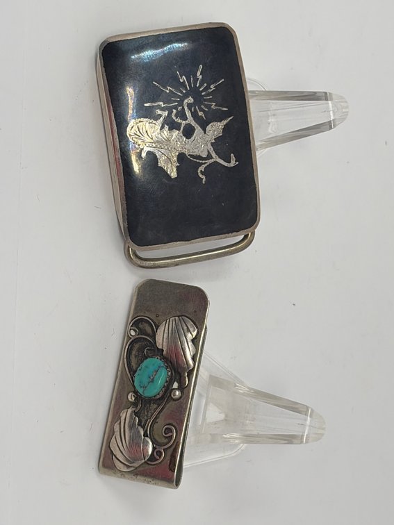 Siam Sterling Belt Buckle and Turquoise Money Clip