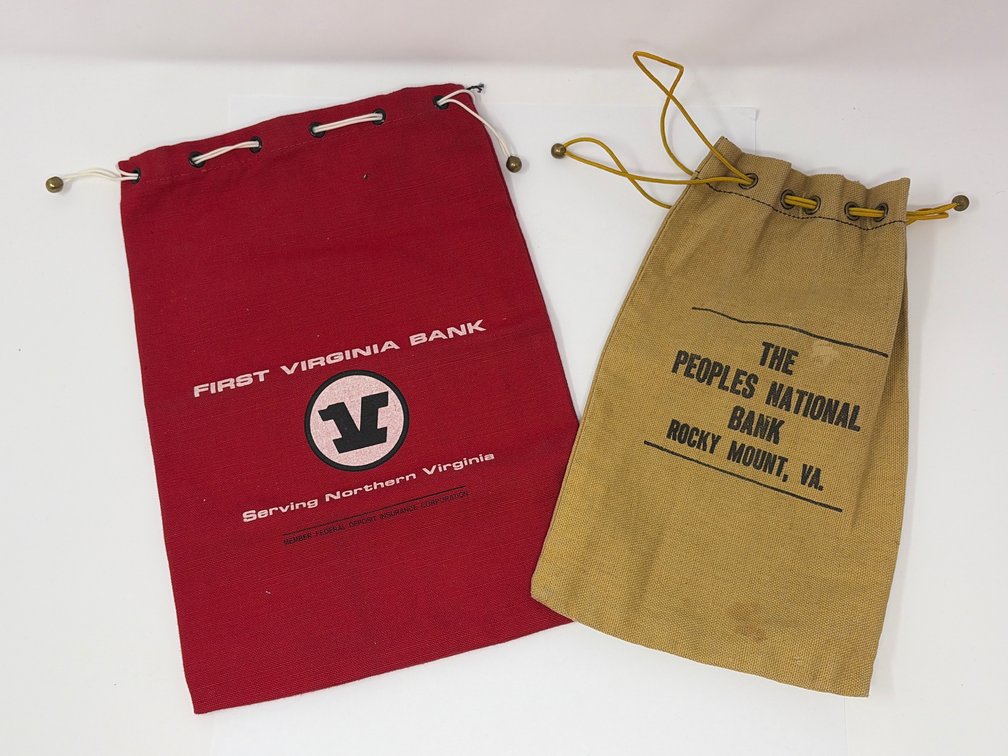 Vintage Canvas Drawstring Bank Bags