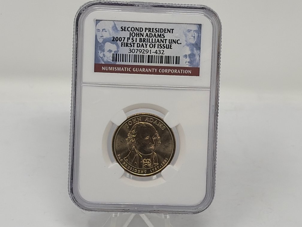 2007 P John Adams Presidential $1 Coin NGC