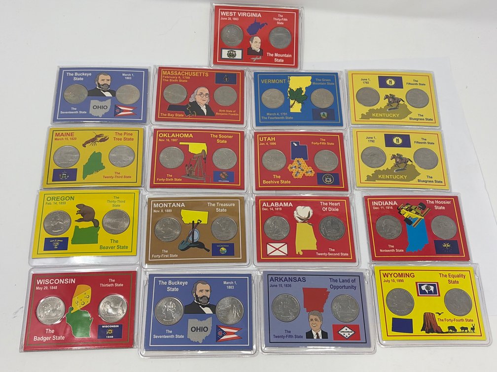 (17) US State Quarter Commemorative Collector Cards