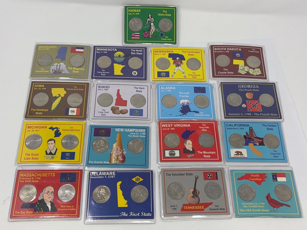 (17) U.S. State Quarter Commemorative Display Cards