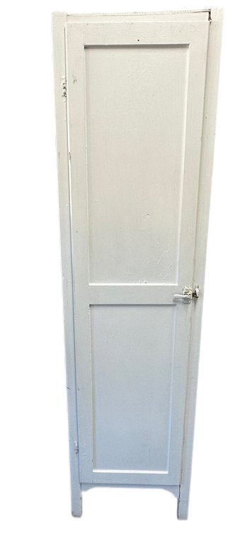 Vintage Narrow White Single Door Utility Cabinet - 68” H x 14” W x 12” D