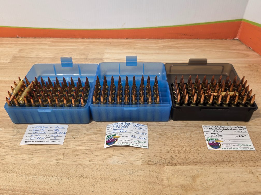 (140) .224 Valkyrie Reload Rounds w/ Storage Boxes