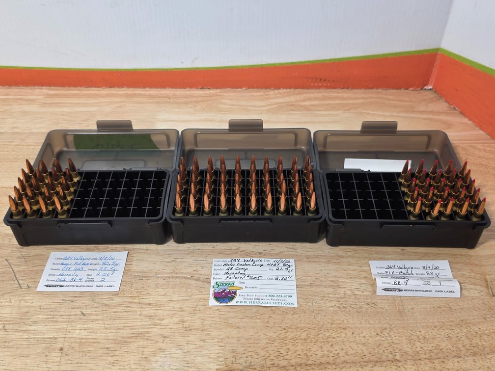 (95)  224 Valkyrie Reload Rounds w/ Storage Boxes