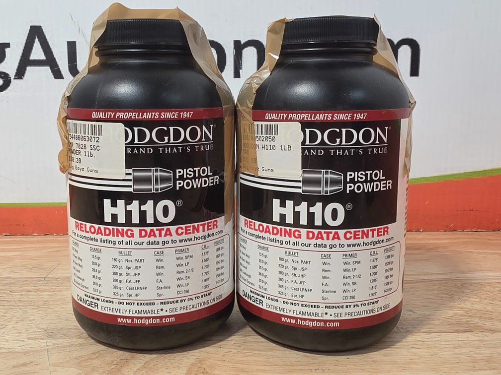 (2) Hodgdon H110 Pistol Powder (2) Unused 1Lb Containers