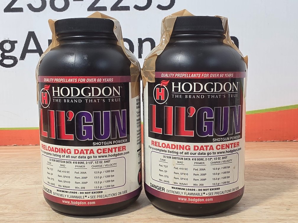 Hodgdon Lil Gun Shotgun Powder (1) Unused 1Lb Container and (1) Container and Contents Weighing 366 Grams