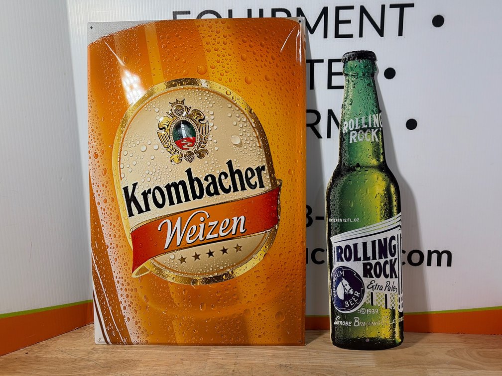 Rolling Rock and Weizen Metal Sign- 15.5”x 23”, 5”x21”