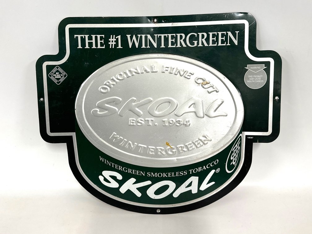 Skoal Wintergreen Embossed Metal Sign - 17”x20”
