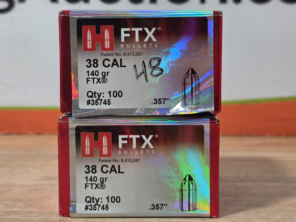 Hornady FTX 38 Cal 140Gr Bullets (148) +/- Included