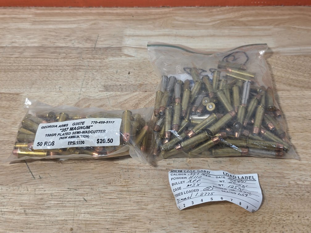 (75) +/- .357 Magnum Reloaded Rounds - Georger Arms .357 158Gr Semi Wadcutter (40) Rounds