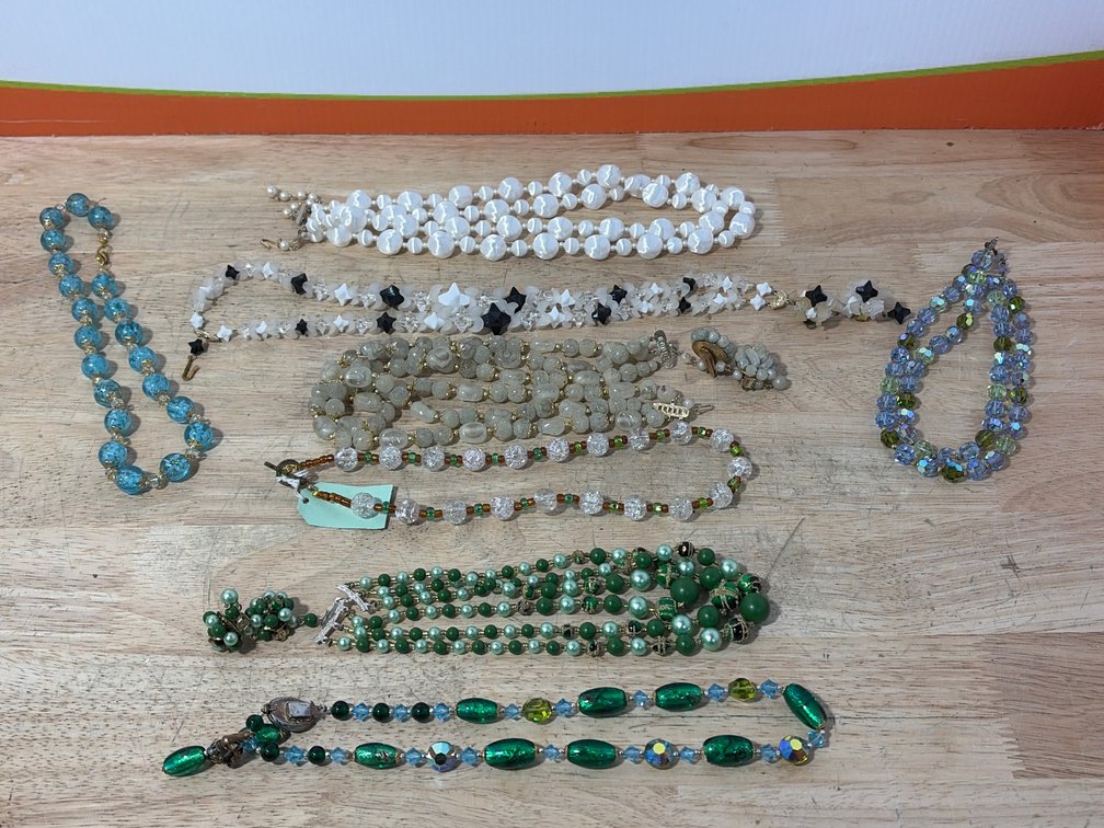 Costume Beaded Necklaces and Clip-On Earrings