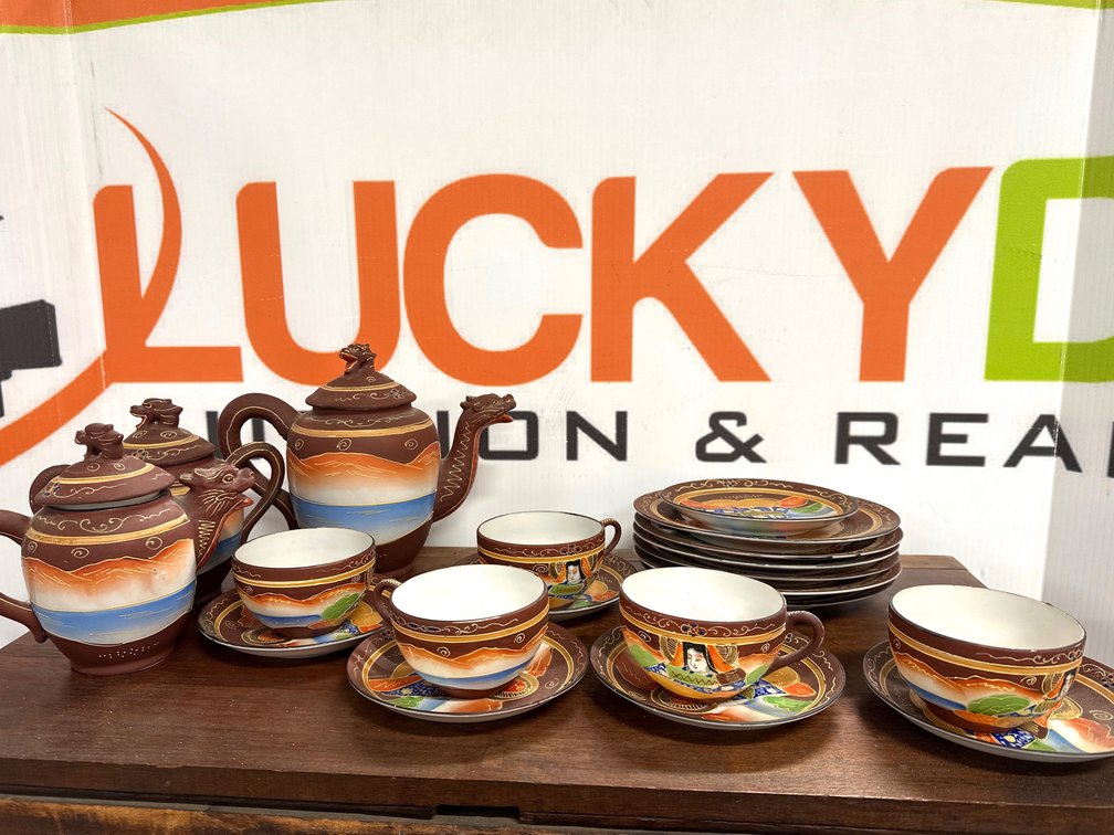 Vintage Japanese Satsuma-Style Hand Painted Tea Set - 20pcs