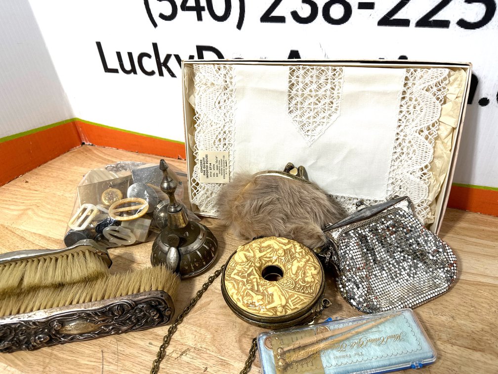 Vanity Accessories, Brushes, Coin Purses, and Doilies
