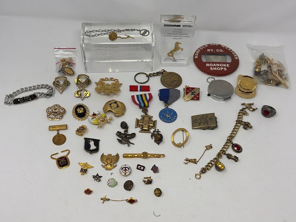 Military Insignia, Railroad Memorabilia, and Lapel Pins