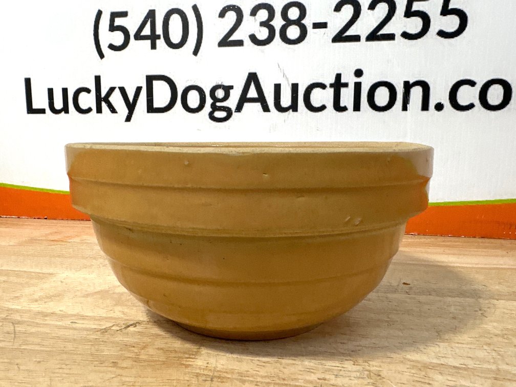 Yellowware Mixing Bowl and Stoneware Advertising Bowl