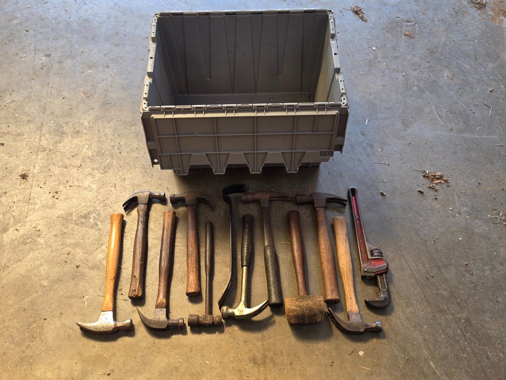Assorted Hammers - Plastic Storage Tote