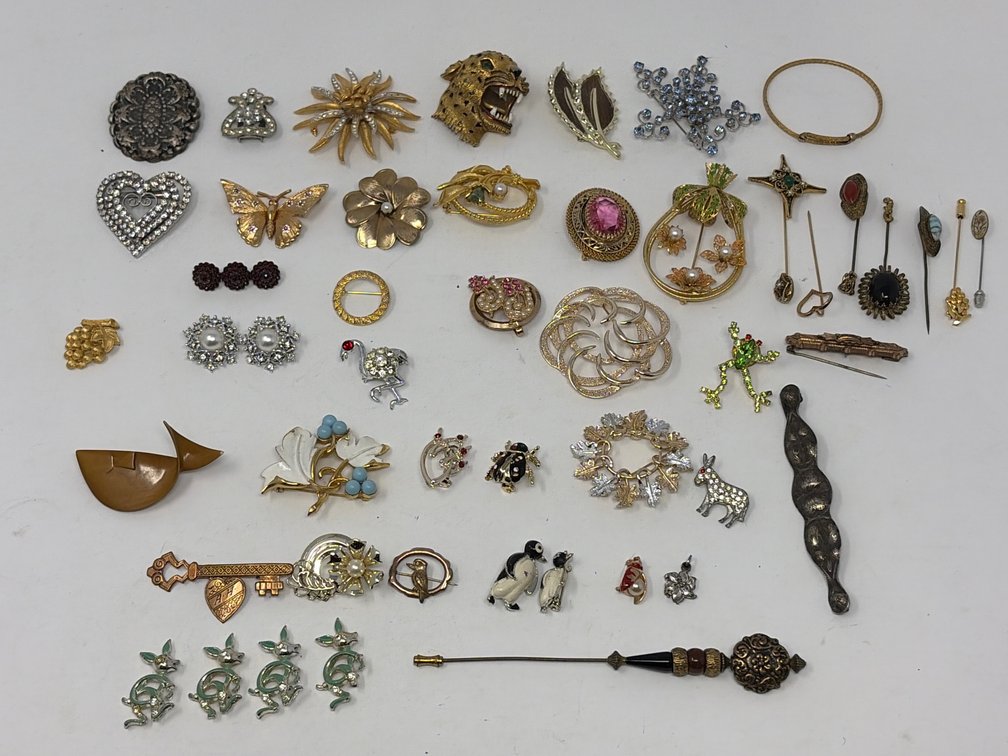 Costume Jewelry Brooches, Stickpins, and Accessories