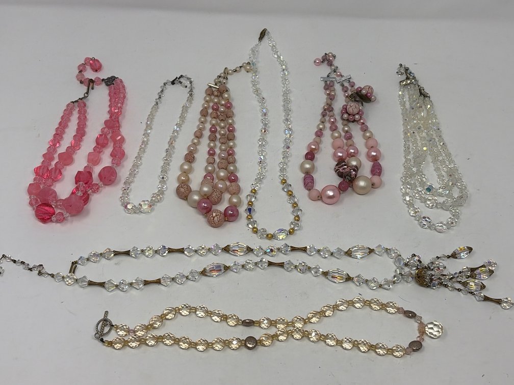 Faceted Crystal and Beaded Necklaces with Earrings