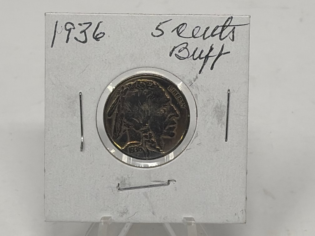 1936 United States Buffalo Nickel Five-Cent Coin