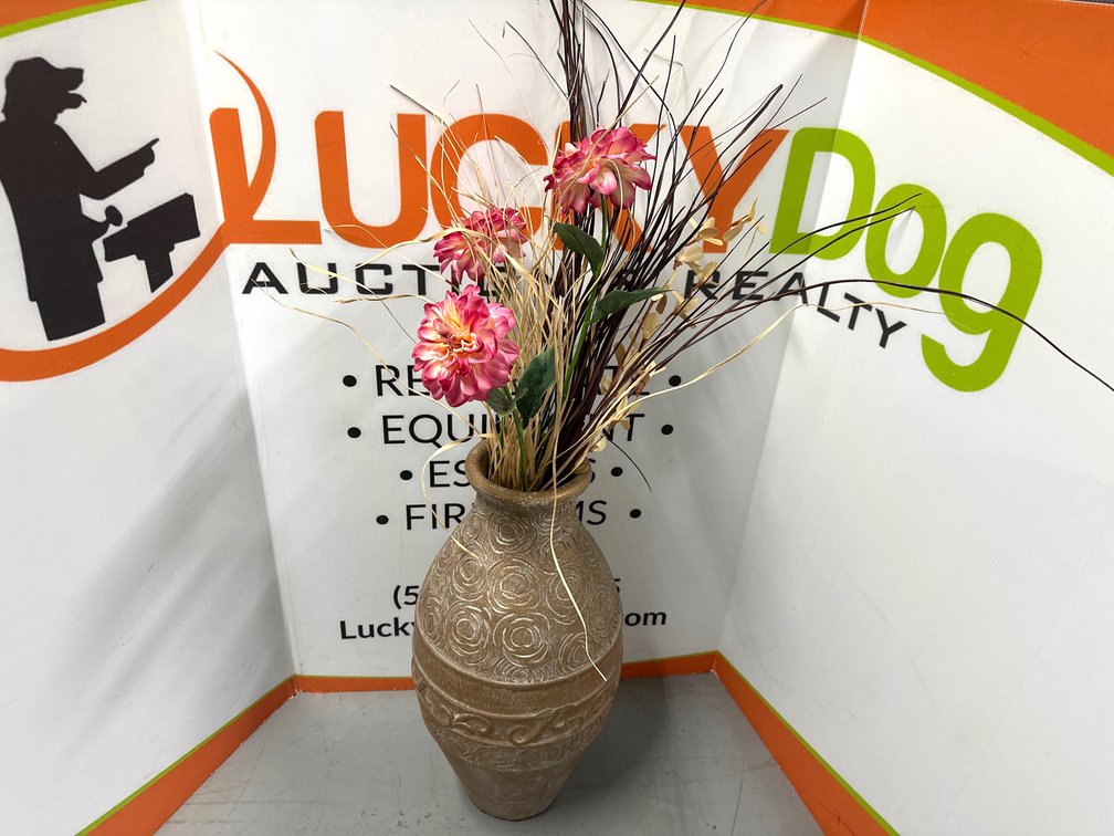 Textured Vase with Artificial Floral Arrangement