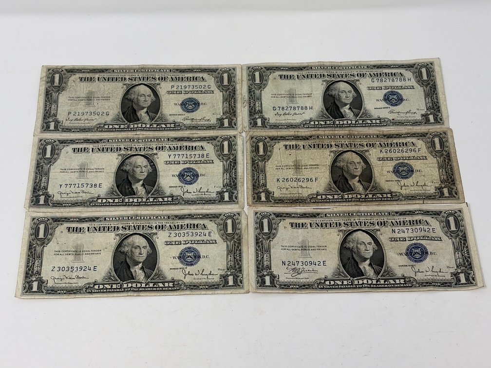 US One Dollar Silver Certificates (6)
