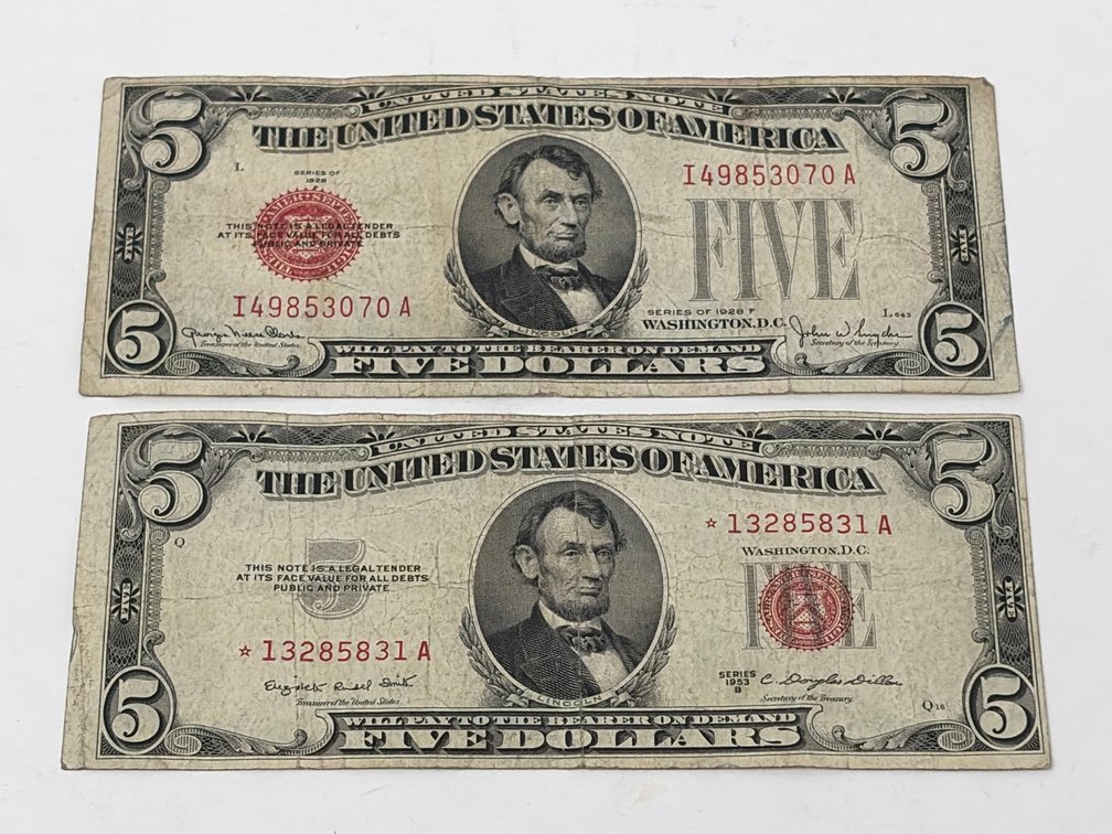 United States $5 Red Seal Notes(2)