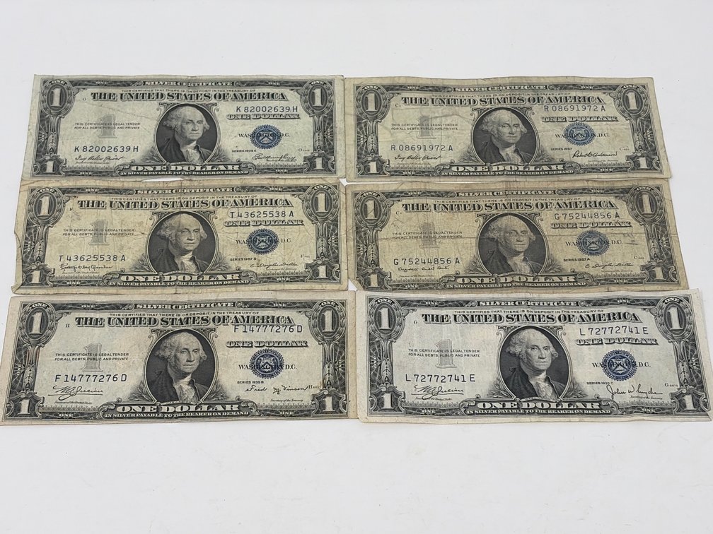 United States One Dollar Silver Certificates (6)
