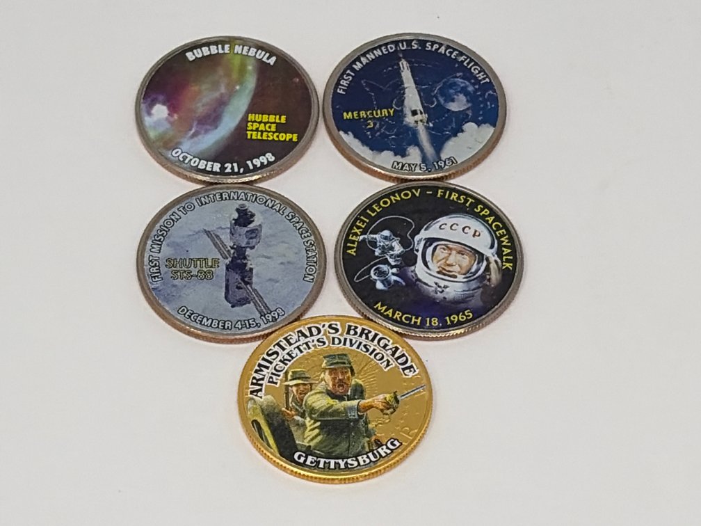 Colorized Commemorative Kennedy Half Dollar Coins (5)