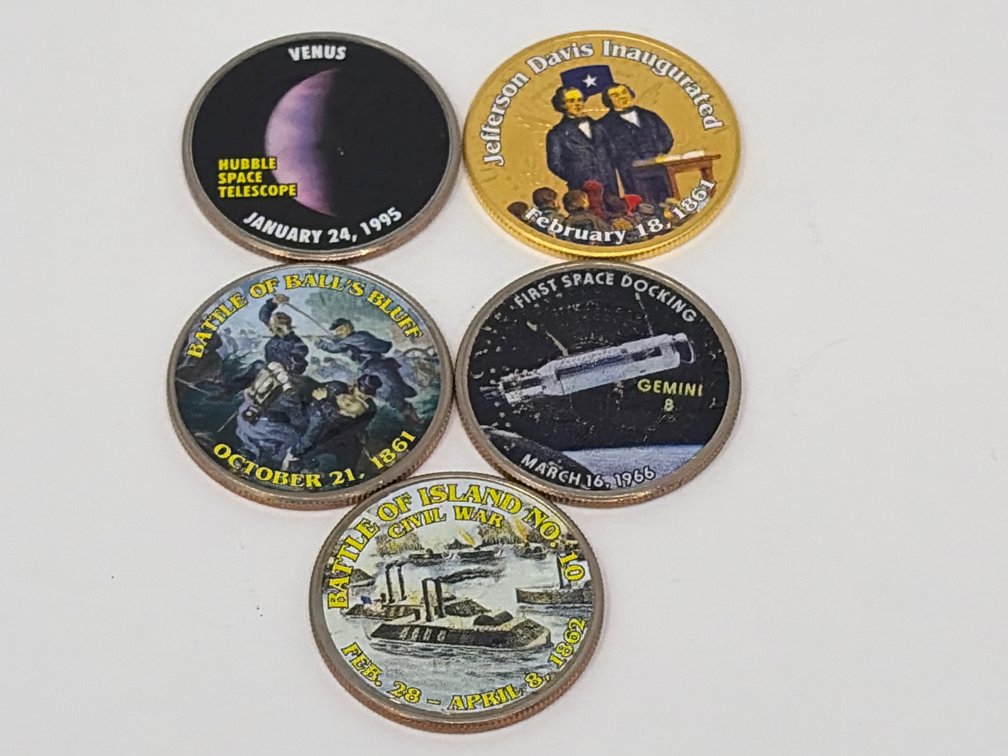 Colorized Commemorative Kennedy Half Dollar Coins (5)