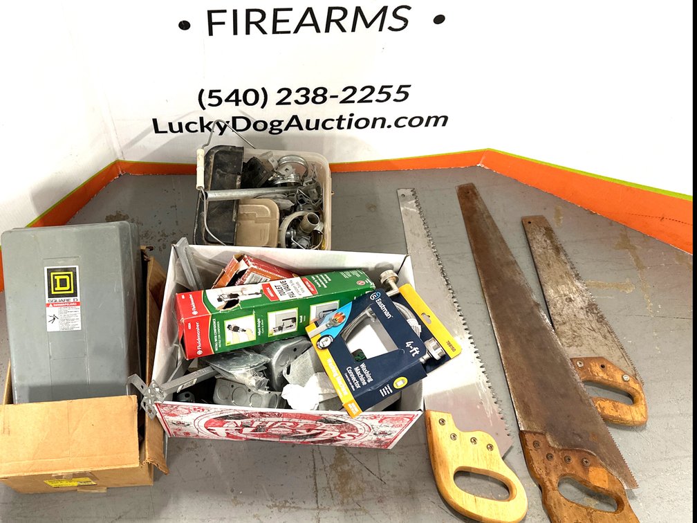 Electrical Boxes, Hand Saws, Plumbing Supplies, and Hardware