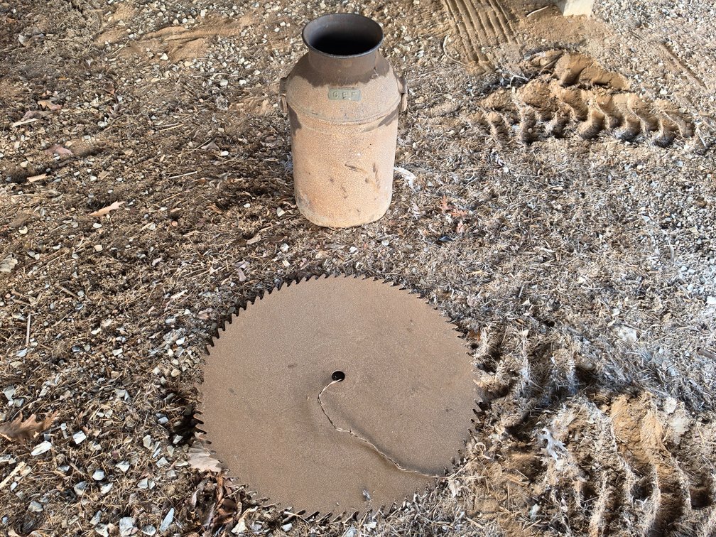 Milk Can Measures 24" Tall - Saw Blade Measures 29" Wide