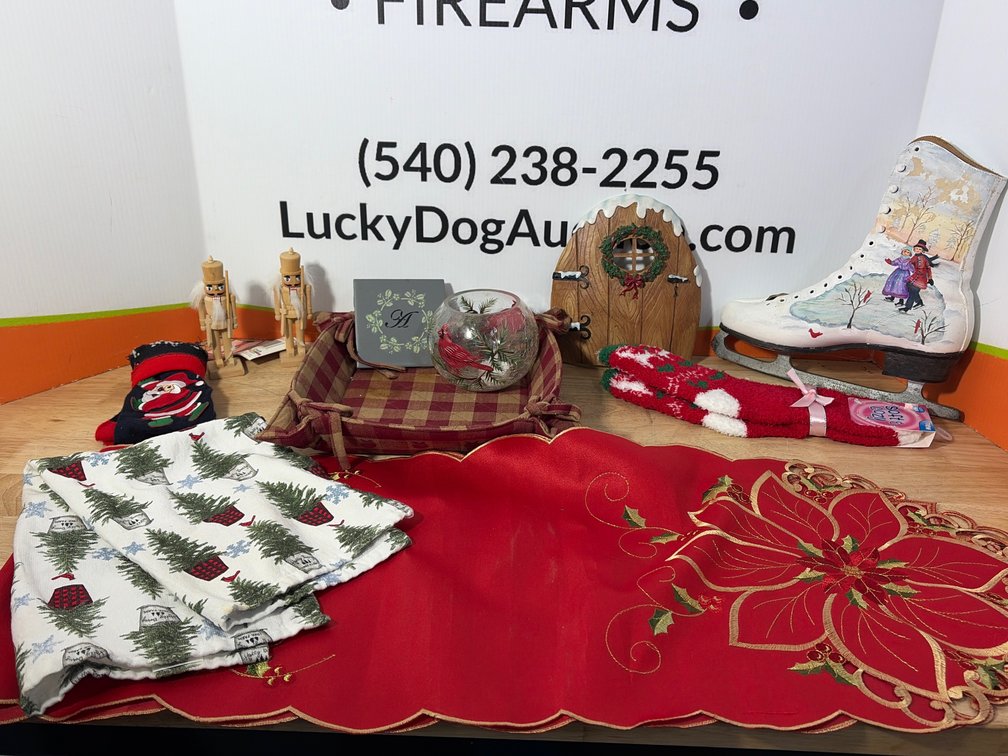 Painted Figure Skate, Table Runner, and Holiday Decor