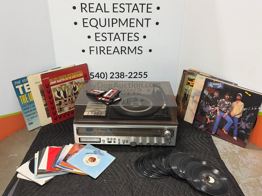 Integrated Stereo System, Vinyl Records, and Cassette Tapes