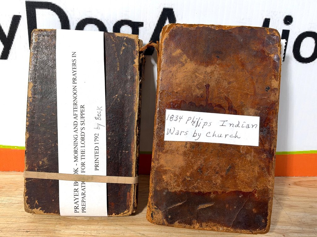 1792 Leather Prayer Book + 1834 Philips Indian Wars by Church