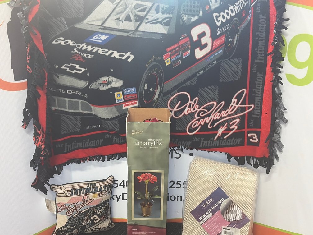 Dale Earnhardt Blanket, Pillow, Fiber Optic Amaryllis, and Rug Pad
