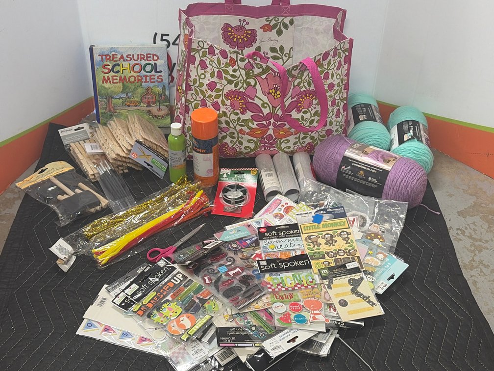 Vera Bradley Floral Tote Bag, Yarn, and Craft Supplies