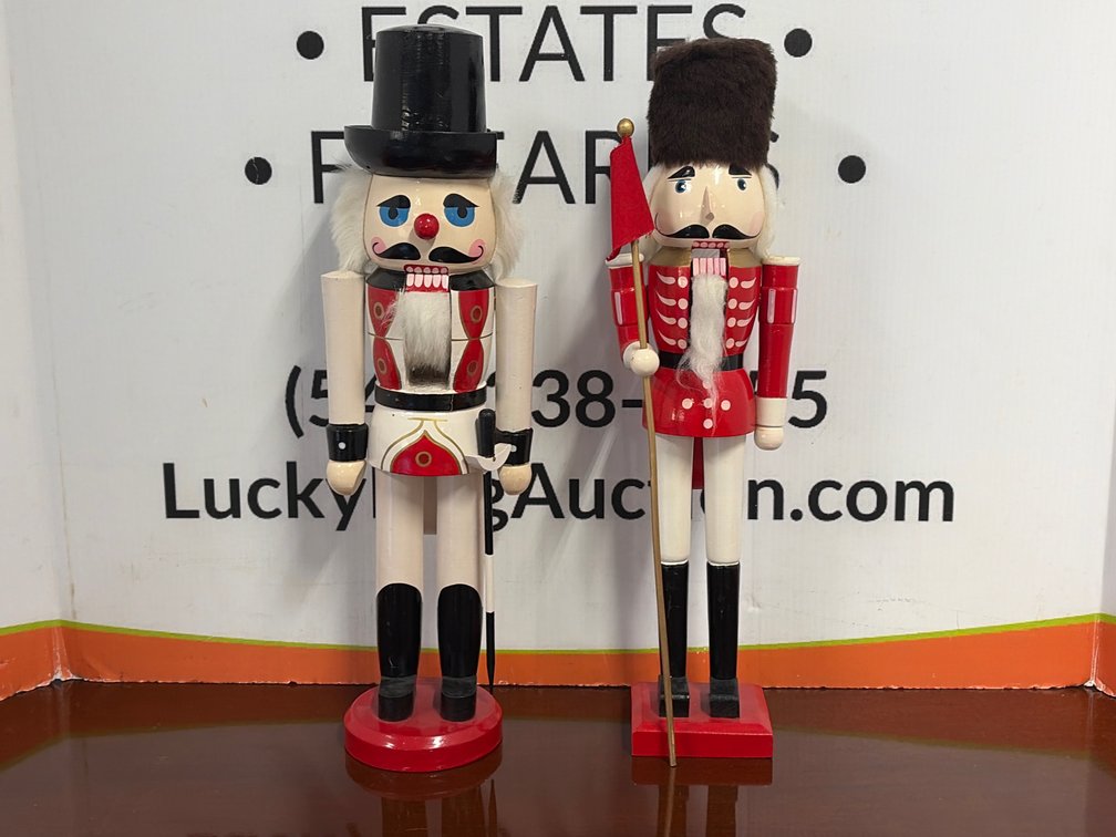 Pair of Painted Wooden Nutcracker Figurines