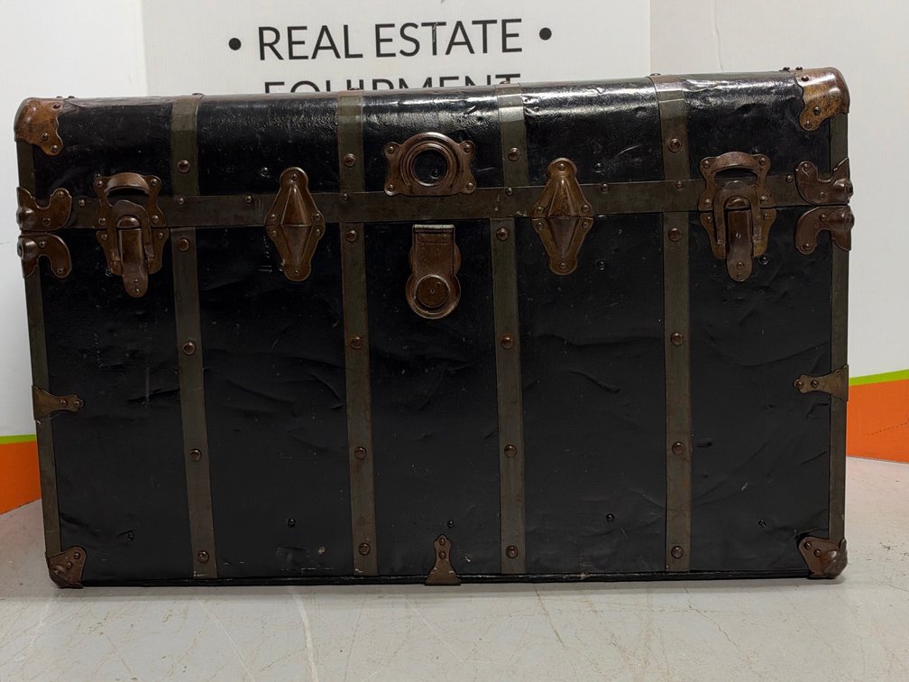 Flat-Top Steamer Trunk with Metal Banding - 22” Tall x 34” Long x 18 Width