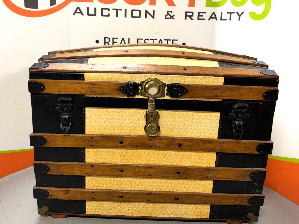 Cedar-Lined Dome-Top Steamer Trunk with Wood Slats