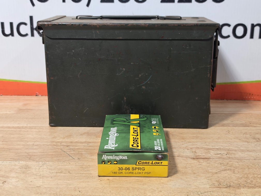 Metal Ammo Can - (12) Rounds Remington Core Lokt 30-06 180Gr