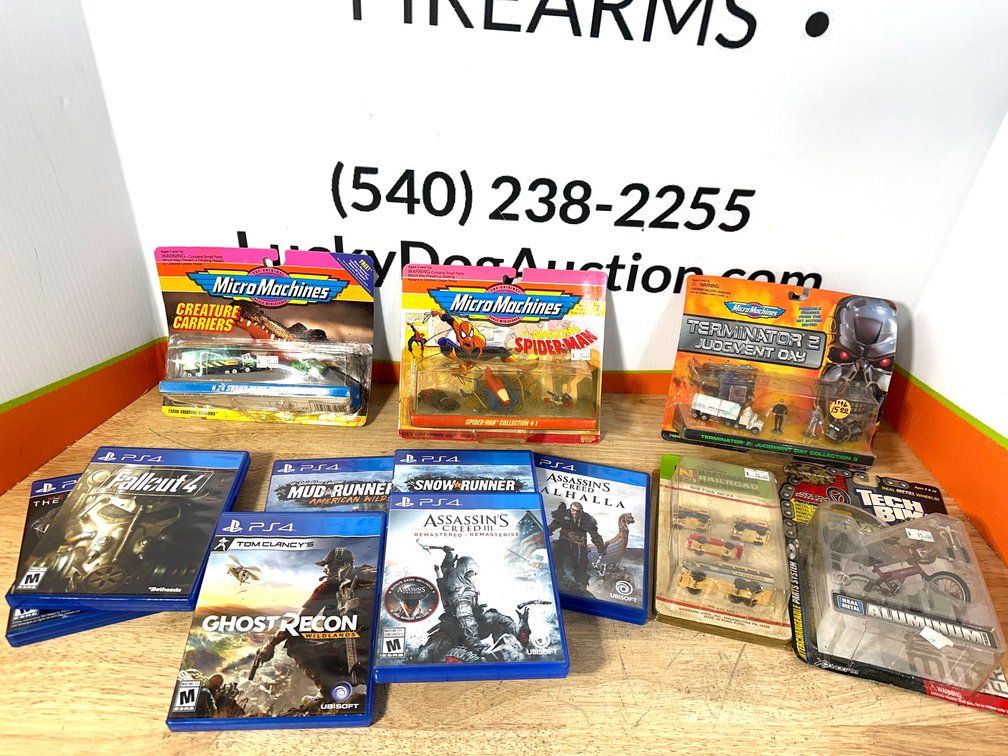 Video Games, Miniature Vehicle Sets, and Toy Bicycle