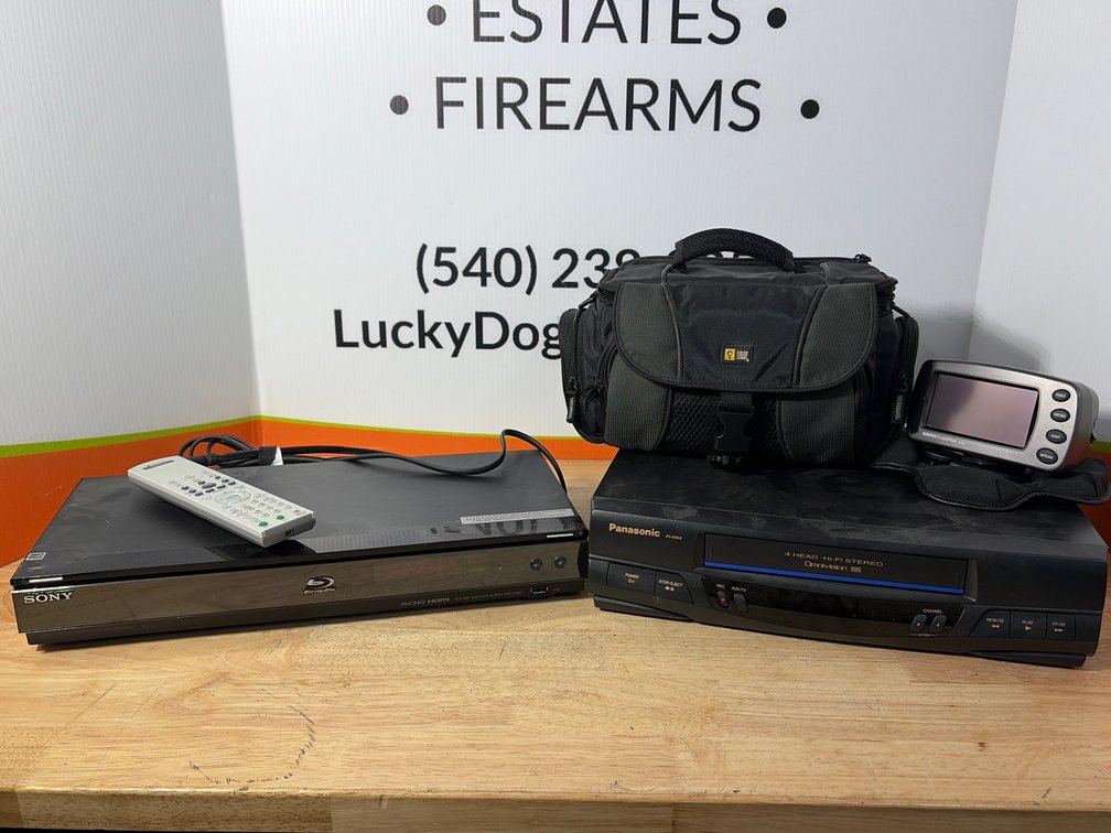 Sony Blu-ray Player, Panasonic VCR, Garmin GPS, and Carry Bag- Both Worked When Tested